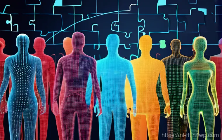 하이퍼 퍼스널라이제이션을 위한 고객 데이터 통합 - **Prompt:** A diverse group of people, each at the center of a vibrant, interconnected digital web. ...