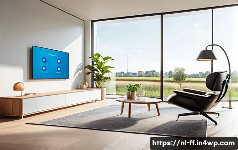 하이퍼 퍼스널라이제이션과 디지털 에코시스템 - A vibrant Dutch smart home interior featuring a modern living room equipped with AI-powered IoT devi...