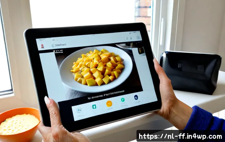 Home 17 하이퍼 퍼스널라이제이션과 맞춤형 추천 시스템 - Photorealistic Dutch middle-aged woman browsing a tablet at a bright Amsterdam apartment kitchen tab...